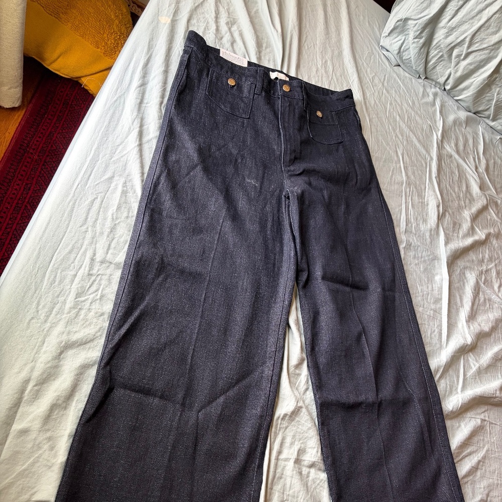 H&M High Waisted Wide Leg Ankle Jeans Size 14 - Picture 6 of 7